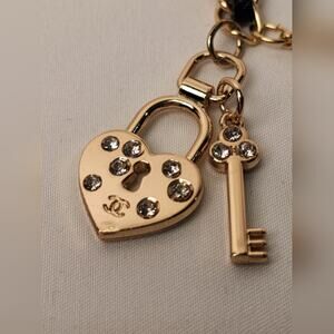 Authentic Chanel Gold Black faux leather Chain Bracelet